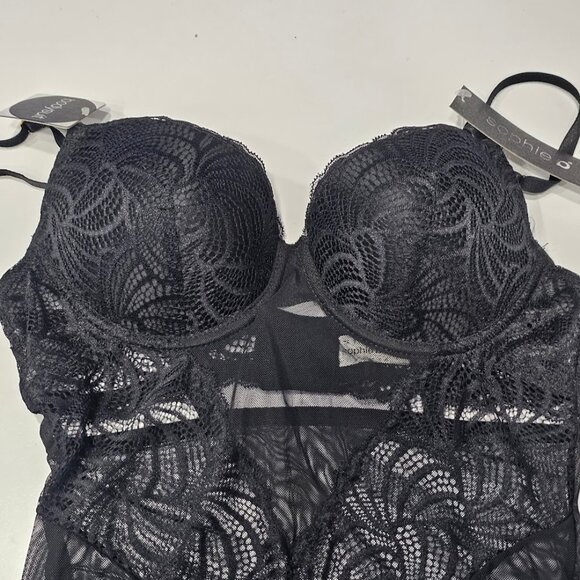 Sophie B Lightly Padded Bodysuit Lingerie Black Size Medium - Picture 10 of 13